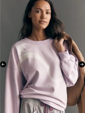 Anthropologie Karhu Crew Neck Sweatshirt Purple Polar Bear Skiing Oversize Cozy